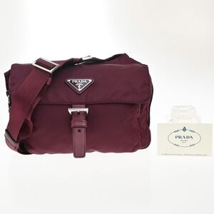 Prada Messenger Saffiano Leather Red Nylon Handbag